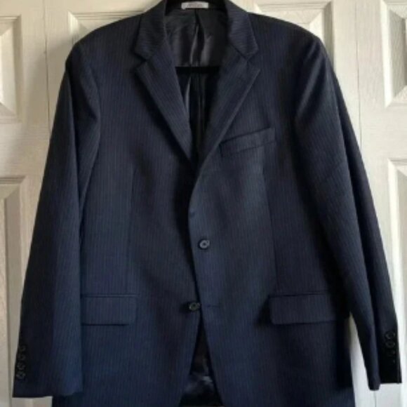 Hicky Freeman 💯 Wool Navy Pinstripe Suit Jacket 42R - Picture 1 of 9